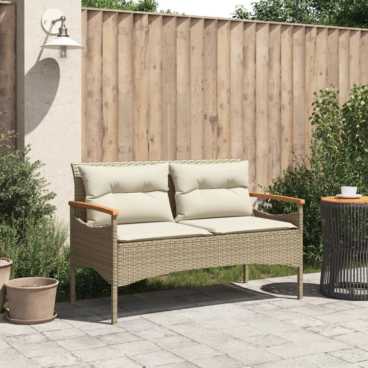 Gartenbank Mit Kissen 116X62,5X74 Cm Poly Rattan