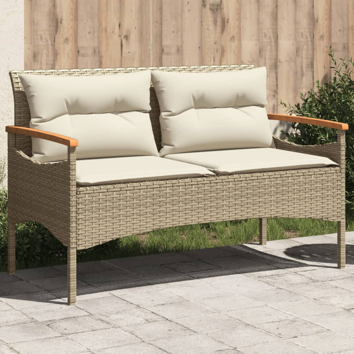 Gartenbank Mit Kissen 116X62,5X74 Cm Poly Rattan