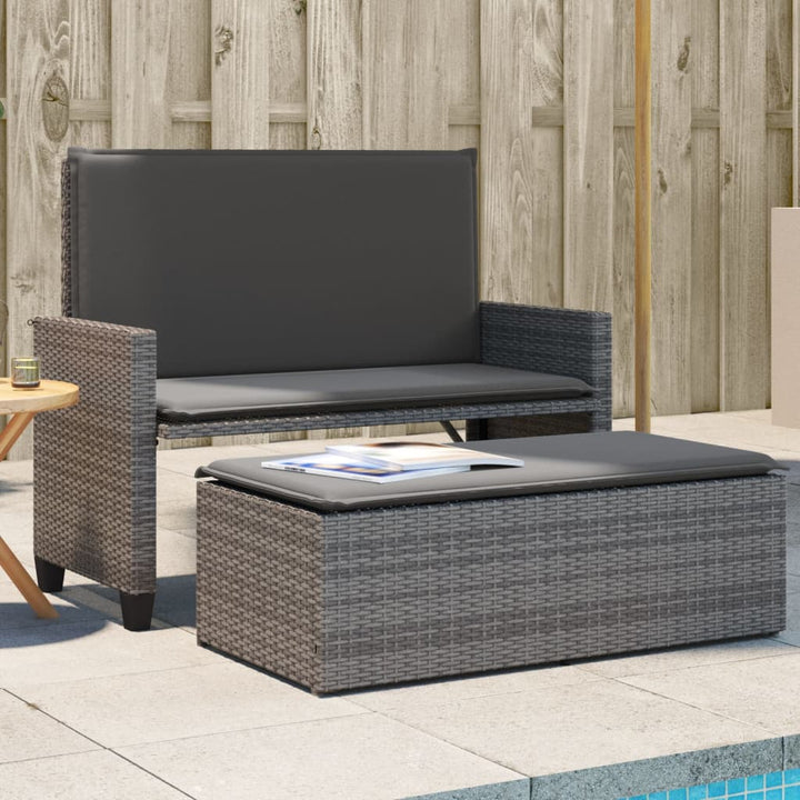 Gartenbank Mit Kissen Und Hocker Beige Poly Rattan