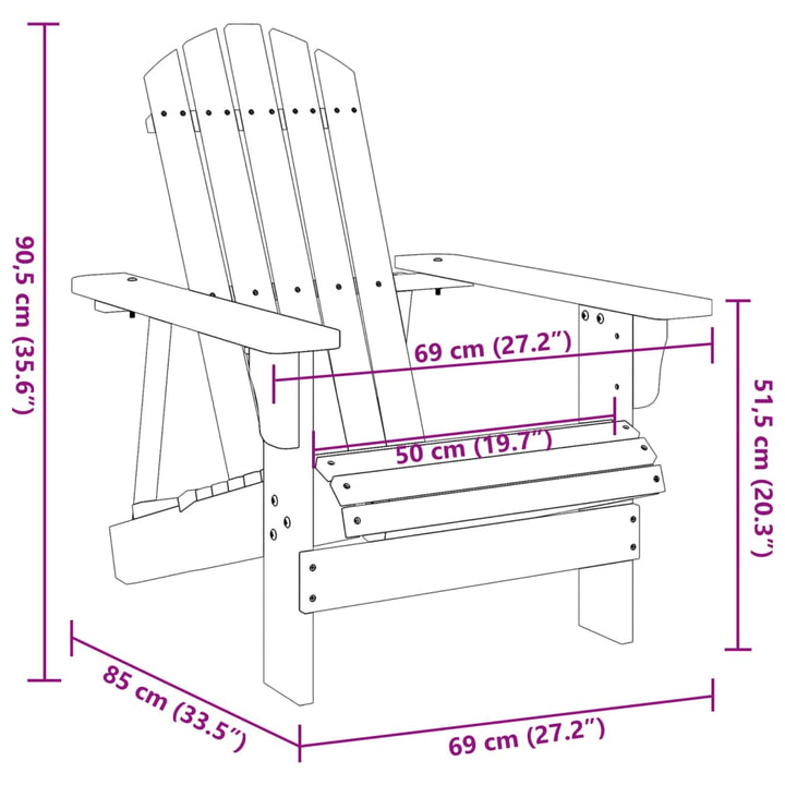 Adirondack-Stuhl 69X85X90,5 Cm Massivholz Tanne