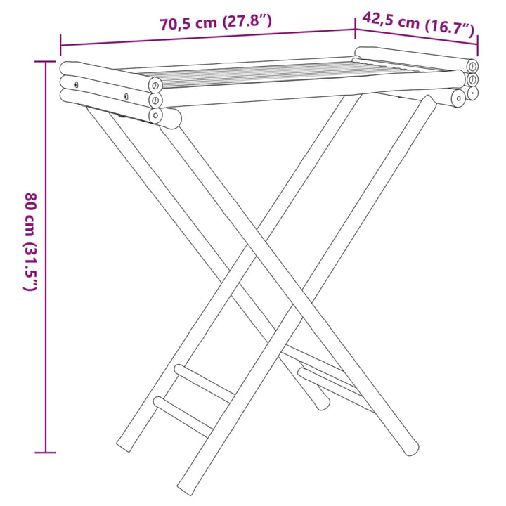 Tabletttisch Klappbar 70,5X42,5X80 Cm Bambus