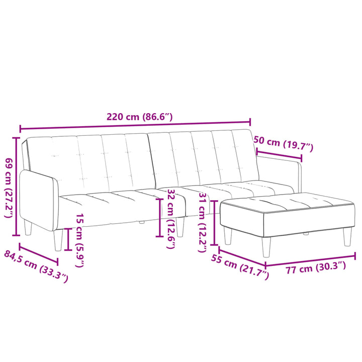 Schlafsofa 2-Sitzer Mit Fußhocker Stoff