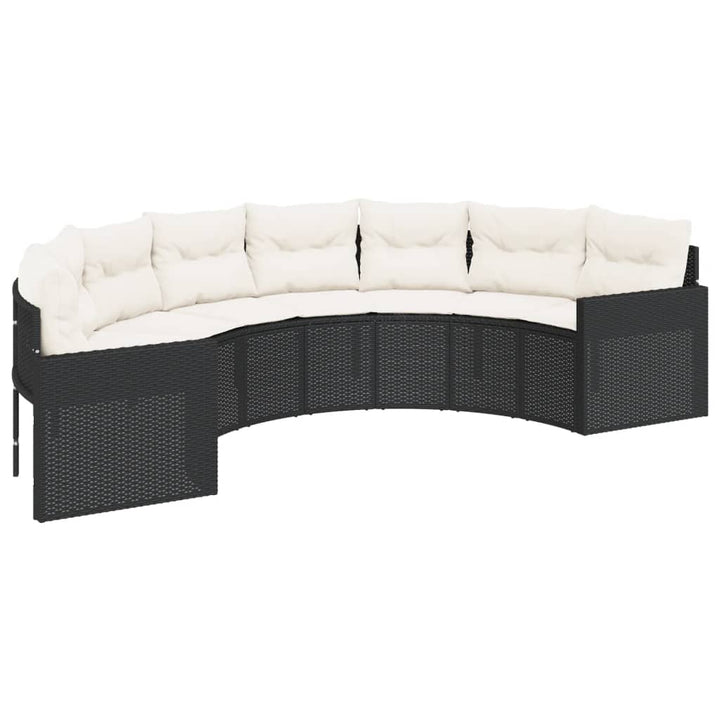 2-Tlg. Garten-Sofagarnitur Halbrund Poly-Rattan