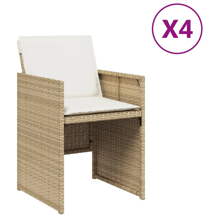 Gartenstühle Mit Kissen 4 Stk. Beige Poly Rattan