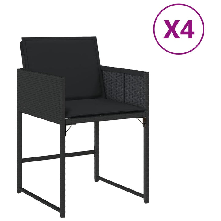 Gartenstühle Mit Kissen 4 Stk. Schwarz Poly Rattan