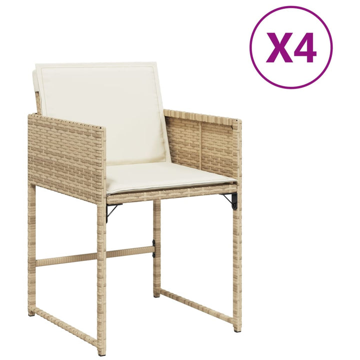 Gartenstühle Mit Kissen 4 Stk. Beige Poly Rattan Natürliches Douglasie