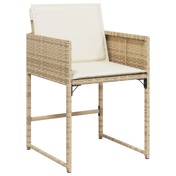 Gartenstühle Mit Kissen 4 Stk. Beige Poly Rattan Natürliches Douglasie