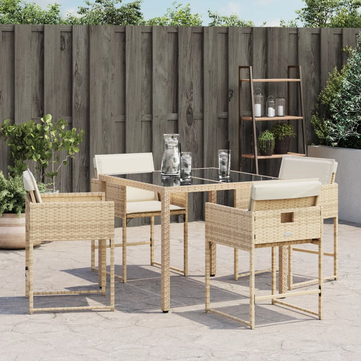 Gartenstühle Mit Kissen 4 Stk. Beige Poly Rattan Natürliches Douglasie