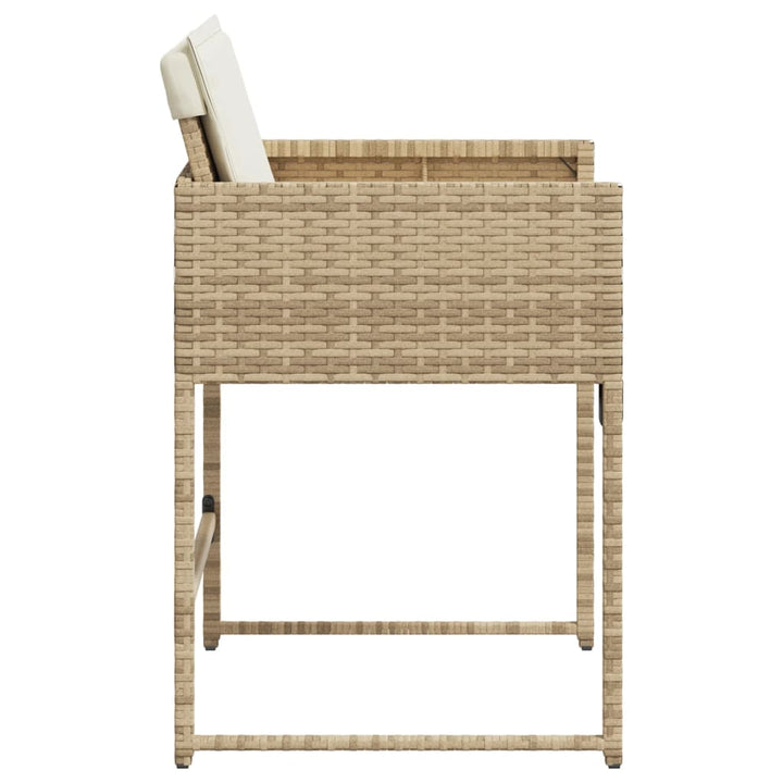 Gartenstühle Mit Kissen 4 Stk. Beige Poly Rattan Natürliches Douglasie