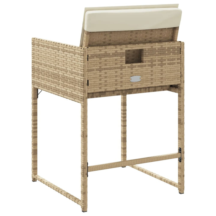 Gartenstühle Mit Kissen 4 Stk. Beige Poly Rattan Natürliches Douglasie