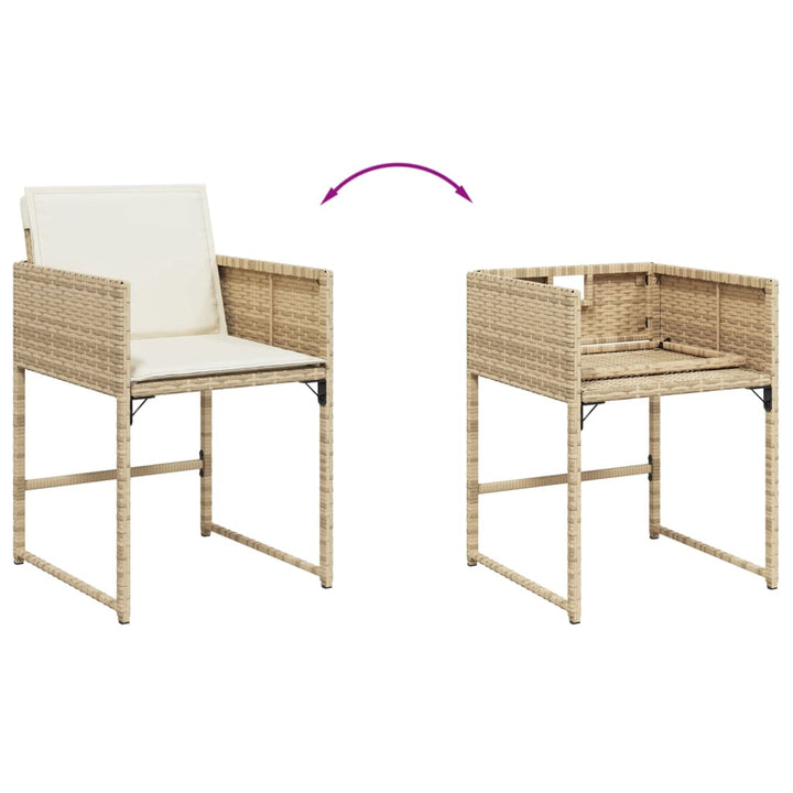 Gartenstühle Mit Kissen 4 Stk. Beige Poly Rattan Natürliches Douglasie