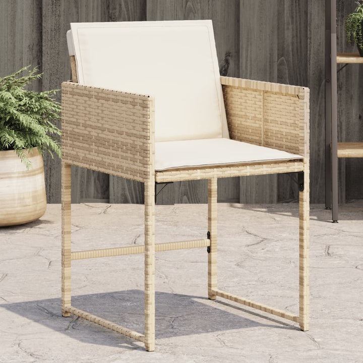 Gartenstühle Mit Kissen 4 Stk. Beige Poly Rattan Natürliches Douglasie