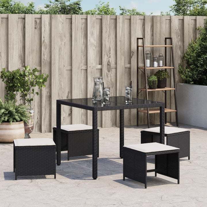 Gartenhocker Mit Kissen 4 Stk. Schwarz 40X40X35 Cm Poly Rattan