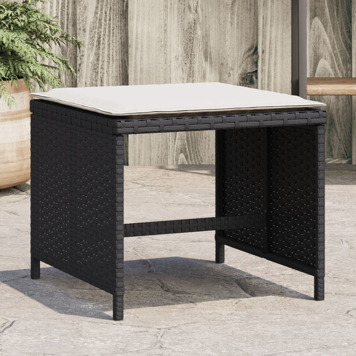 Gartenhocker Mit Kissen 4 Stk. Schwarz 40X40X35 Cm Poly Rattan