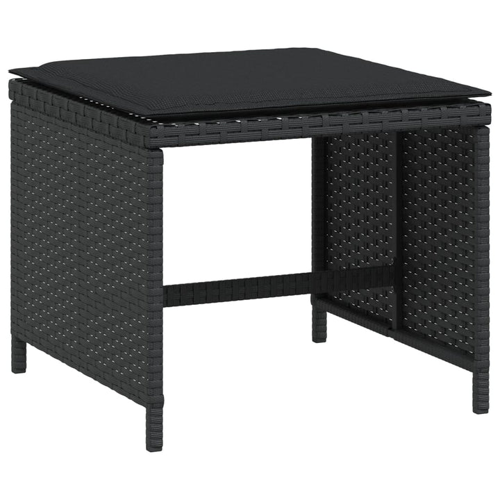 Gartenhocker Mit Kissen 4 Stk. Schwarz 40X40X35 Cm Poly Rattan Natürlich Imprägniert