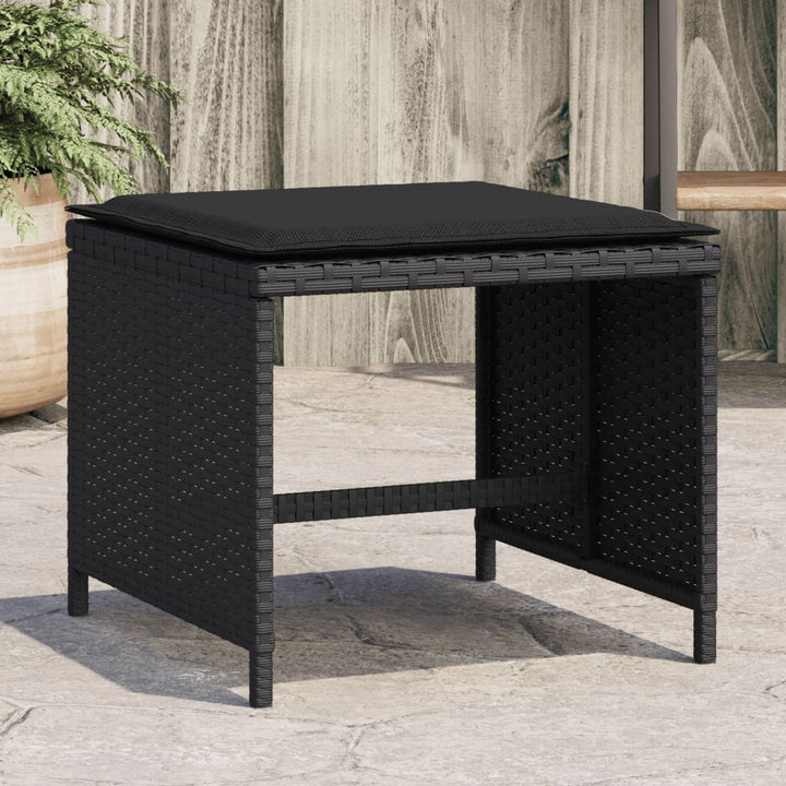 Gartenhocker Mit Kissen 4 Stk. Schwarz 40X40X35 Cm Poly Rattan Natürlich Imprägniert