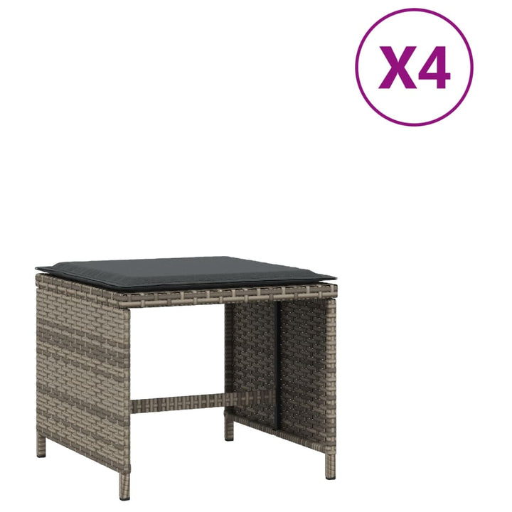 Gartenhocker Mit Kissen 4 Stk. Grau 40X40X35 Cm Poly Rattan Terrakotta