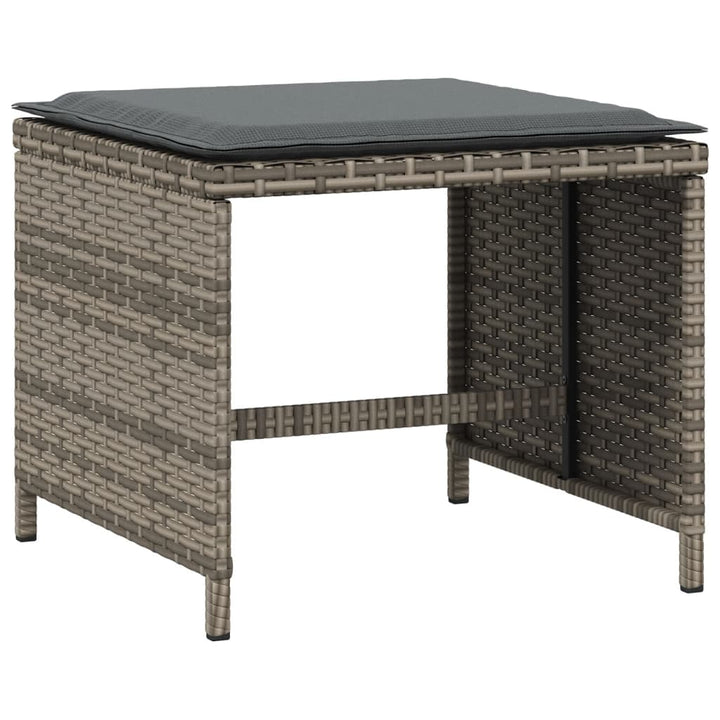 Gartenhocker Mit Kissen 4 Stk. Grau 40X40X35 Cm Poly Rattan Terrakotta