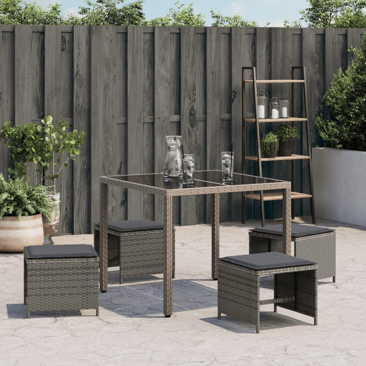 Gartenhocker Mit Kissen 4 Stk. Grau 40X40X35 Cm Poly Rattan Terrakotta