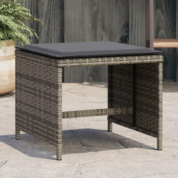 Gartenhocker Mit Kissen 4 Stk. Grau 40X40X35 Cm Poly Rattan Terrakotta