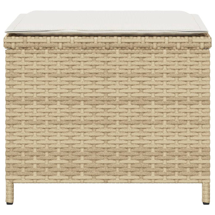 Gartenhocker Mit Kissen 4 Stk. Beige 40X40X35 Cm Poly Rattan