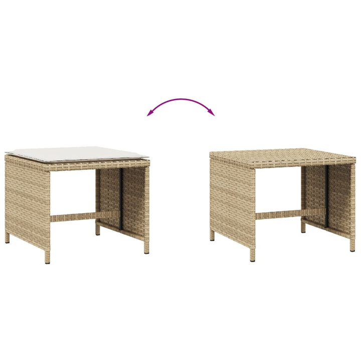 Gartenhocker Mit Kissen 4 Stk. Beige 40X40X35 Cm Poly Rattan