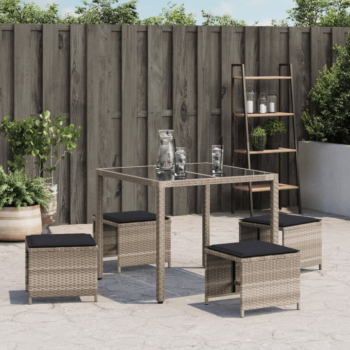 Gartenhocker Mit Kissen 4 Stk. Hellgrau 40X40X35 Cm Poly Rattan