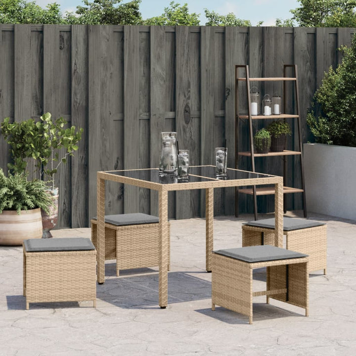 Gartenhocker Mit Kissen 4 Stk. Beigemischung Poly Rattan