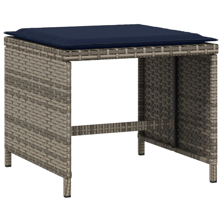 Gartenhocker Mit Kissen 4 Stk. Grau 40X40X35 Cm Poly Rattan Natürlich Imprägniert