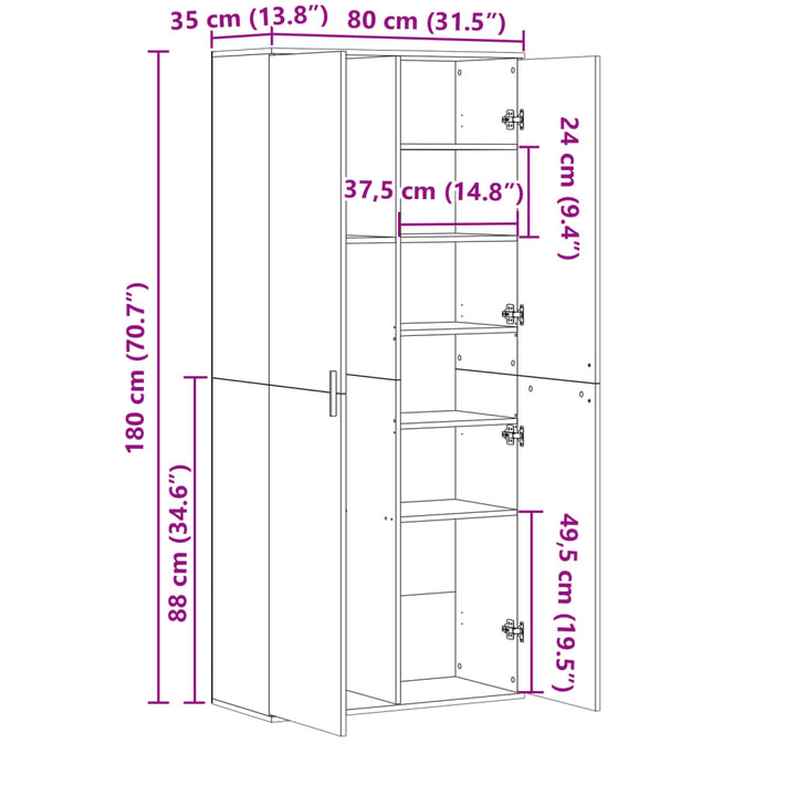 Highboard 80X35X180 Cm Holzwerkstoff