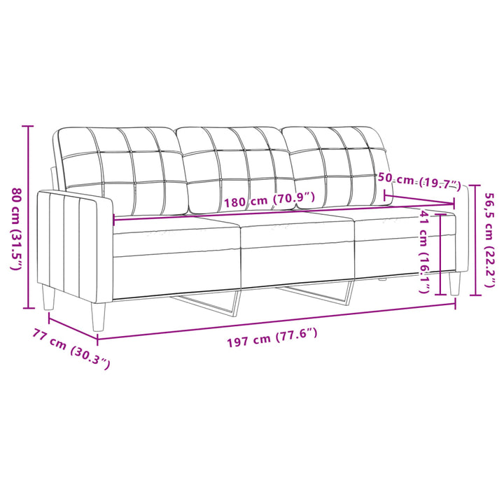 3-Sitzer-Sofa 180 Cm Samt