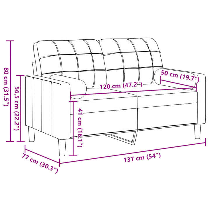 2-Sitzer-Sofa Mit Zierkissen 120 Cm Samt