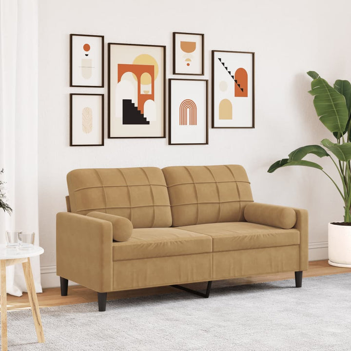 2-Sitzer-Sofa Mit Zierkissen 120 Cm Samt