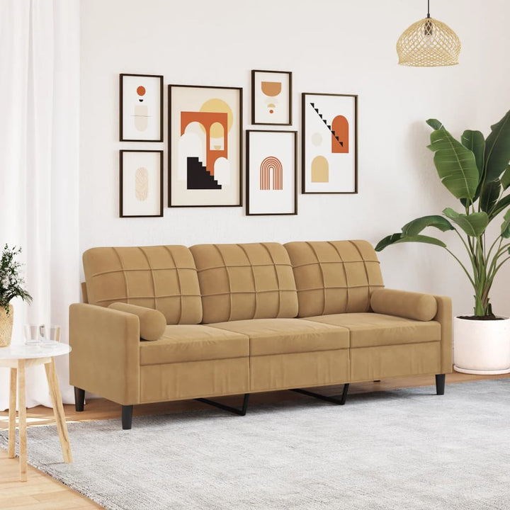 2-Sitzer-Sofa Mit Zierkissen 120 Cm Samt