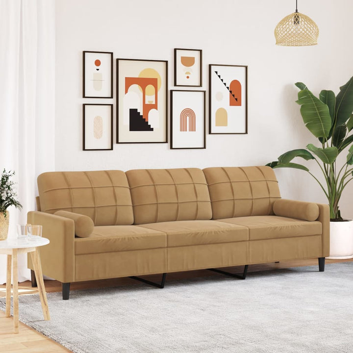 2-Sitzer-Sofa Mit Zierkissen 120 Cm Samt