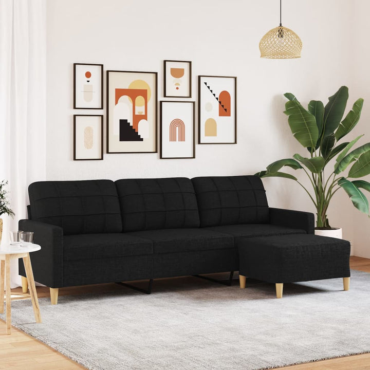 3-Sitzer-Sofa Mit Hocker 180 Cm Stoff