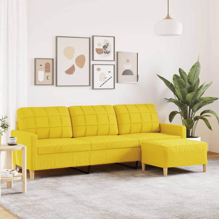 3-Sitzer-Sofa Mit Hocker 180 Cm Stoff