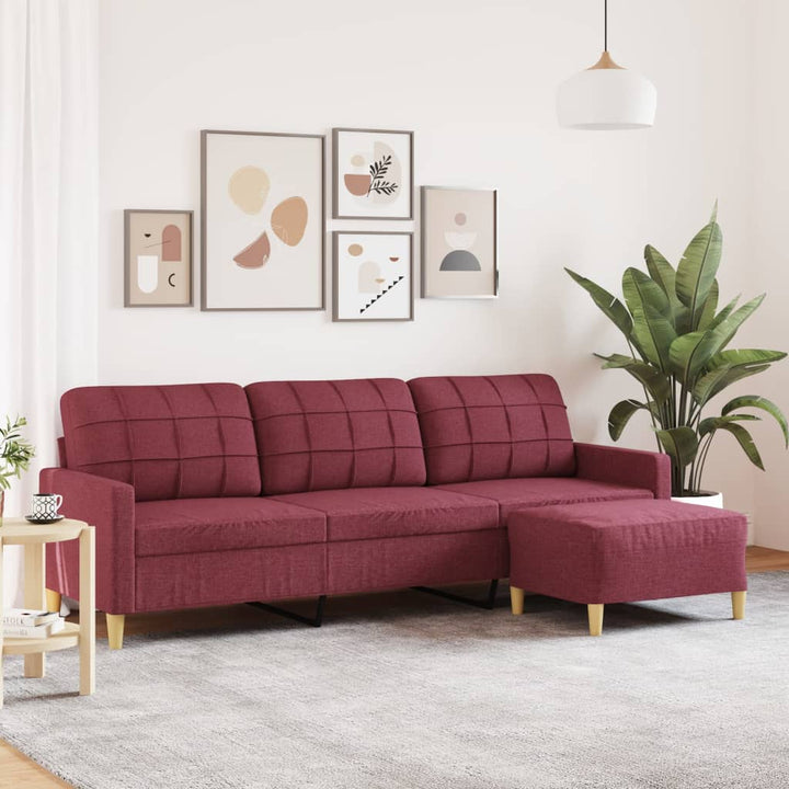 3-Sitzer-Sofa Mit Hocker 180 Cm Stoff