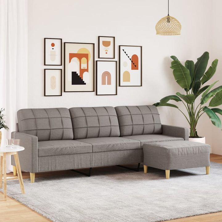 3-Sitzer-Sofa Mit Hocker 180 Cm Stoff