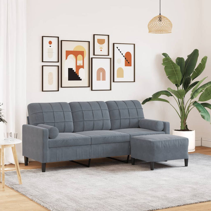 3-Sitzer-Sofa Mit Hocker 210 Cm Samt