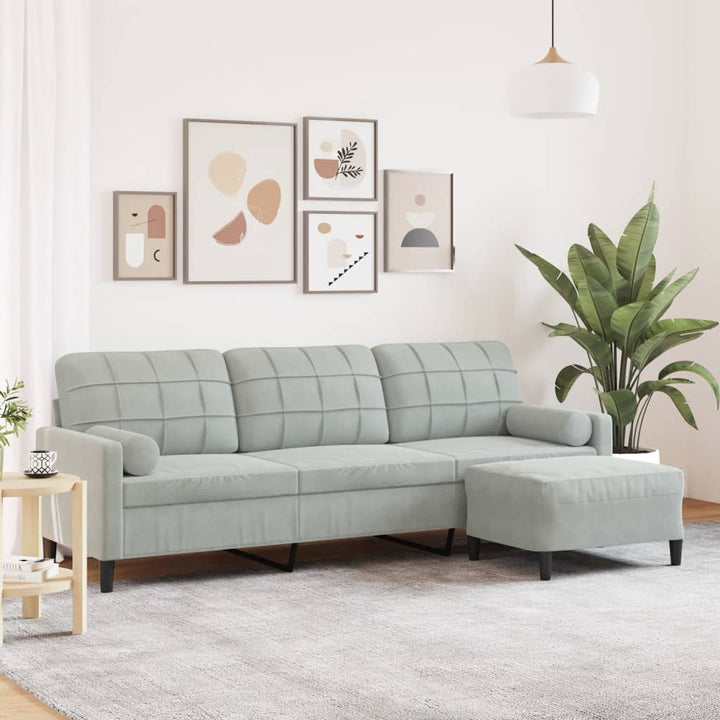 3-Sitzer-Sofa Mit Hocker 210 Cm Samt