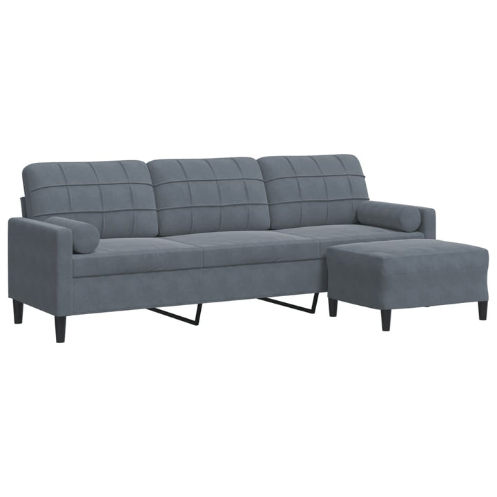 3-Sitzer-Sofa Mit Hocker 210 Cm Samt