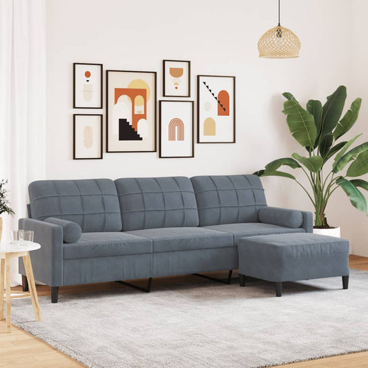 3-Sitzer-Sofa Mit Hocker 210 Cm Samt