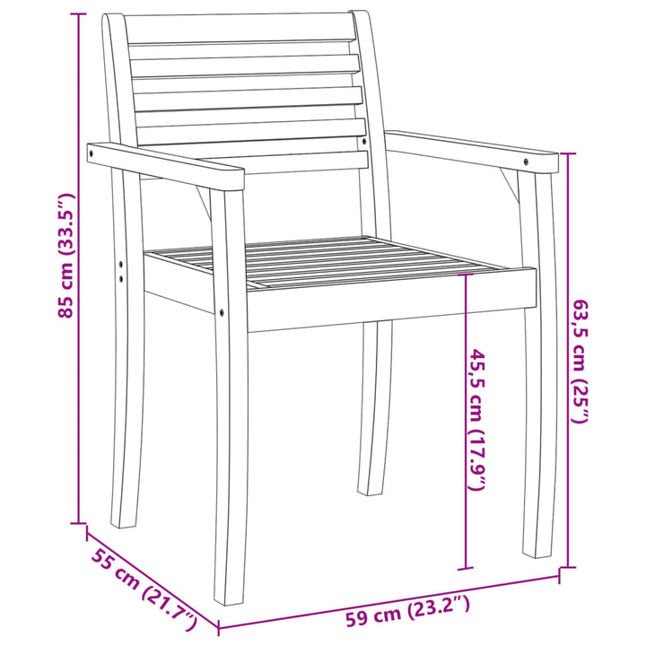 Gartenstühle 6 Stk. 59X55X85 Cm Massivholz Akazie