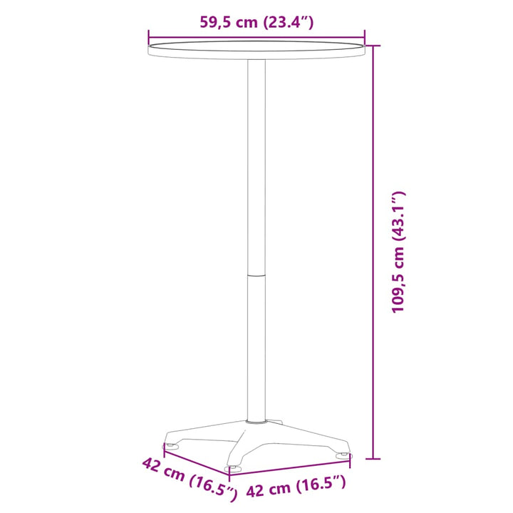 Outdoor-Bartisch Höhenverstellbar Ø59,5X70/109,5 Cm Aluminium