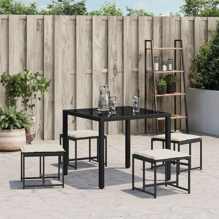 Gartenhocker Mit Kissen 4 Stk. Schwarz Poly Rattan Sandfarbe