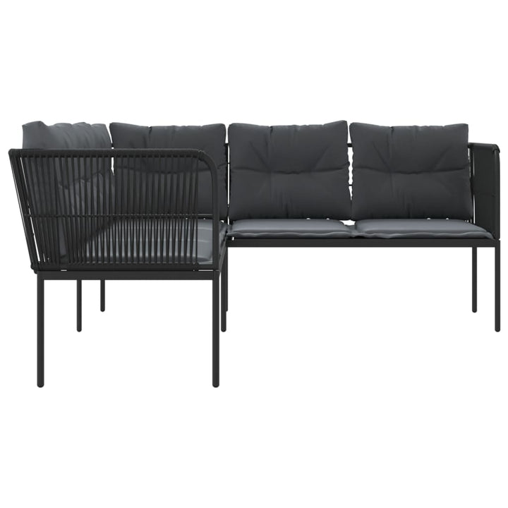 Gartensofa In L-Form Mit Kissen Schwarz Stahl Und Textilene