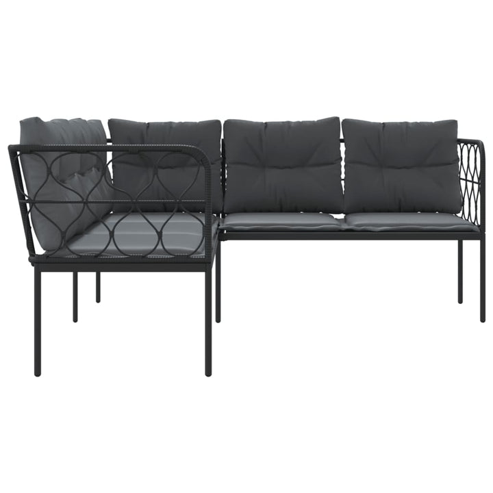 Gartensofa In L-Form Mit Kissen Schwarz Stahl Und Textilene