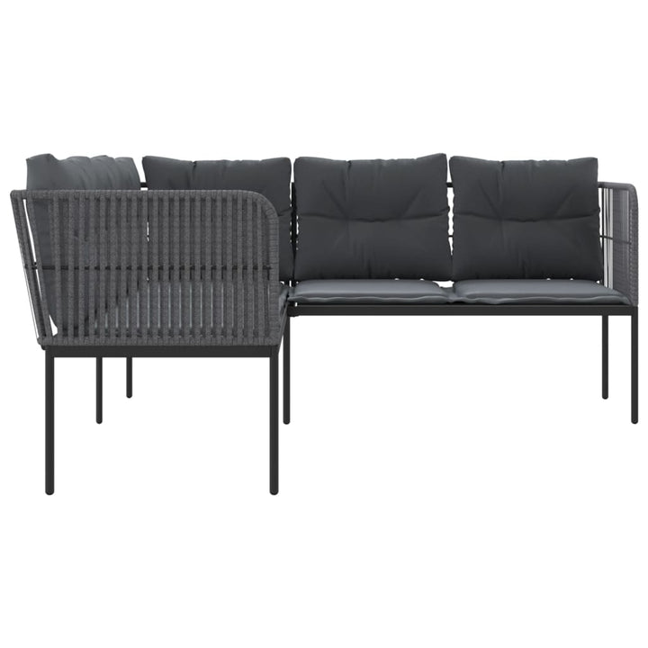 Gartensofa In L-Form Mit Kissen Schwarz Stahl Und Textilene