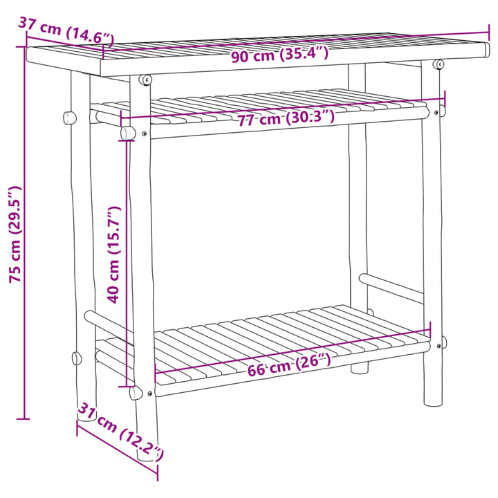 Konsolentisch 90X37X75 Cm Bambus Weiß